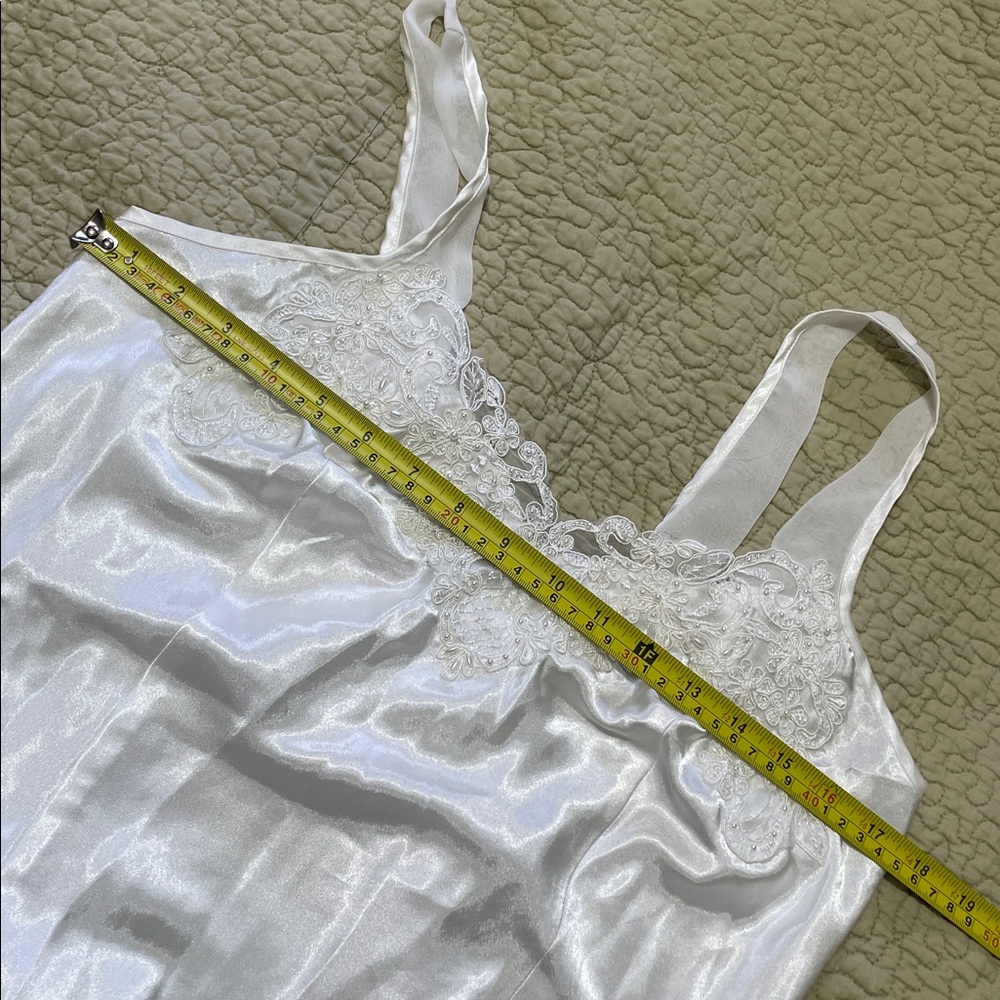 Linea Donatello lace trim, and pearl beaded ruffle slip, dress or nightgown - Picture 5 of 6